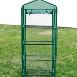 Växthus med 4 hyllor - Transparent grön UV-resistent film | Storlek: 69x32x160 cm