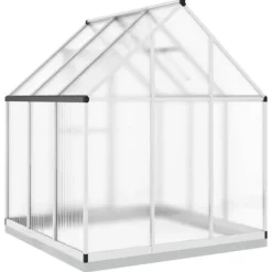 Växthus med aluminiumram - Väderbeständigt och stabilt | Storlek: 169x169x202 cm | Färg: Silver