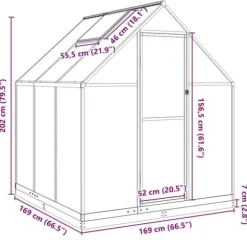 Växthus med aluminiumram - Väderbeständigt och stabilt | Storlek: 169x169x202 cm | Färg: Silver