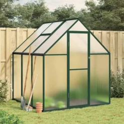 Växthus med grön aluminiumram - Skydd för växter | Storlek: 169x169x195 cm