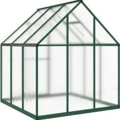 Växthus med grön aluminiumram - Skydd för växter | Storlek: 169x169x195 cm