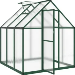 Växthus med grön aluminiumram - Skydd för växter | Storlek: 169x169x195 cm