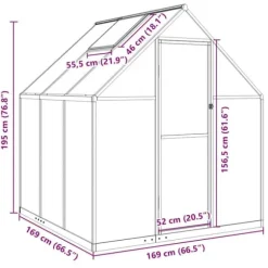 Växthus med grön aluminiumram - Skydd för växter | Storlek: 169x169x195 cm