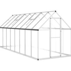 Växthus med ram silver 445x169x195 cm aluminium