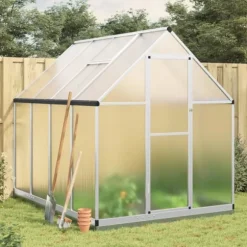 Växthus med ram silver 224x169x202 cm aluminium