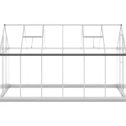 Växthus med ram silver 334x169x202 cm aluminium