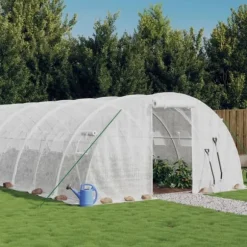 Växthus med stålram - Rymligt och robust | Färg: Vit | Storlek: 10x4x2 m | Yta: 40 m²