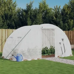 Växthus med stålram - Rymligt och hållbart 8 m² | Färg: Vit | Storlek: 4x2x2 m