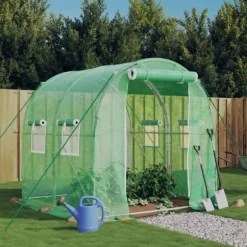 Växthus med stålram grön 4 m² 2x2x2 m