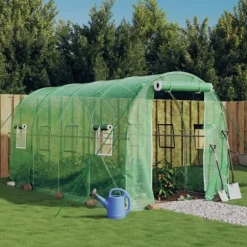 Växthus med stålram grön 8 m² 4x2x2 m