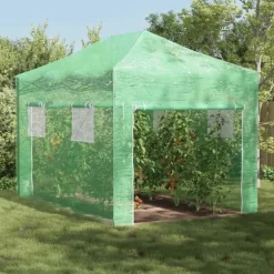 Växthus med tak Grön 280 x 410 x 315 cm Stål