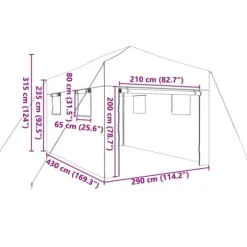 Växthus med tak i industriell stil - Stålram | Färg: Grön | Storlek: 290x430x315 cm