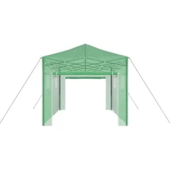 Växthus med tak i industriell stil - Stålram | Färg: Grön | Storlek: 290x430x315 cm