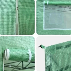 Växthus med tak i industriell stil - Stålram | Färg: Grön | Storlek: 290x430x315 cm