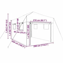 Växthus med tak i industriell stil - Stålram | Färg: Grön | Storlek: 290x430x315 cm