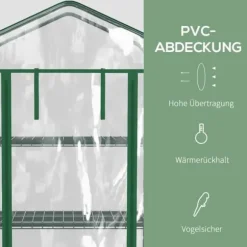 Växthus mini 69×50×165 cm – 4 hyllor, transparent