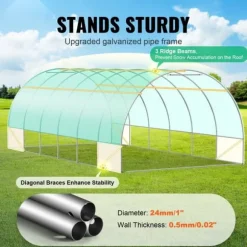 Växthus Walk-in Tunnel 19,36x9,68x6,5 fot, Galvaniserad Ram, PE-Överdrag, Grön, Hållbar och Rymlig