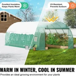 Växthus Walk-in Tunnel 19,36x9,68x6,5 fot, Galvaniserad Ram, PE-Överdrag, Grön, Hållbar och Rymlig