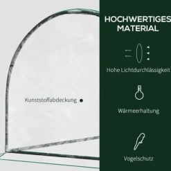 Växthus 200x100x80 cm, stål/plast, med dörr – drivbänk, grön