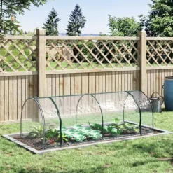 Växthus 250x100x80 cm, stål/PVC, med dörr – drivbänk för plantuppdragning