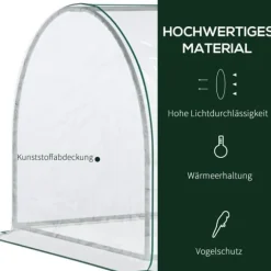 Växthus 250x100x80 cm, stål/PVC, med dörr – drivbänk för plantuppdragning