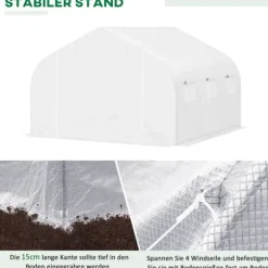 Växthus, 350x300x200 cm, Vit