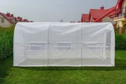 Växthus 3x2x2 meter - vitt - med 6 myggnätsfönster - 6m2