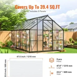 Växthuspaneler, Polykarbonat, 121x60,5x0,8 cm, Klar, Tak