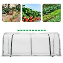 Växthustunnel - Mini växthus - 120x60x50 cm - PE-överdrag med dragkedja - Järnram - 2 kg - Beige