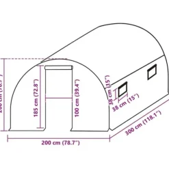 Växthusöverdrag för 6 m² - Skydd mot väder och fågel | Färg: Grön | Storlek: 200x300x200 cm