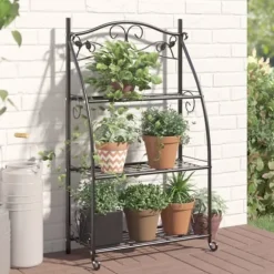 Växthylla svart 56x30x96 cm stål