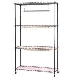 Växthyllla, 4-nivå inomhus växtställ med växtbelysning, 90x35x150 cm, metall