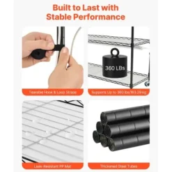 Växthyllla, 6-nivåers inomhus växtställ med växtbelysning, 90x35x180 cm, metall