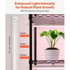 Växthyllla, 6-nivåers inomhus växtställ med växtbelysning, 90x35x180 cm, metall