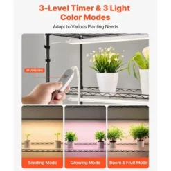 Växthyllla, 6-nivåers inomhus växtställ med växtbelysning, 75x35x180 cm