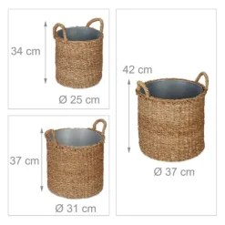 Växtkorg Set, 42x37 cm, Natur, Silver