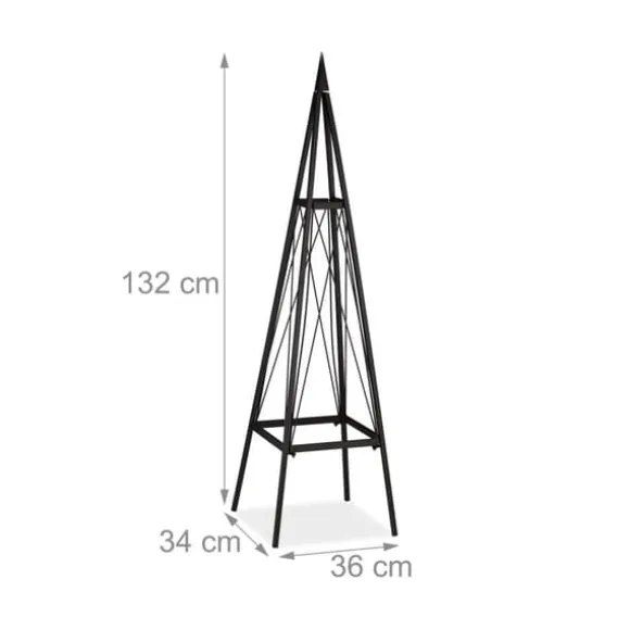 Växtstöd Obelisk, 132x36x34 cm, Svart