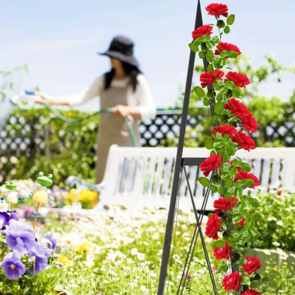 Växtstöd Obelisk, 132x36x34 cm, Svart