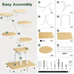 Växtställ & Blomhylla - 7 Nivåer - Med Växtbelysning - Hög Modell - För Inomhus - Montering - Beige