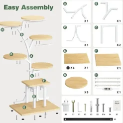 Växtställ & Blomhylla - 7 Nivåer - Med Växtbelysning - Hög Modell - För Inomhus - Montering - Beige