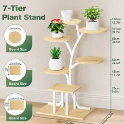 Växtställ & Blomhylla - 7 Nivåer - Med Växtbelysning - Hög Modell - För Inomhus - Montering - Beige