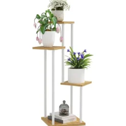 Växtställ - Blomhylla - 4 Nivåer - Trä - Fristående - 53 x 42 x 85 cm - Natur