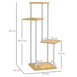 Växtställ - Blomhylla - 4 Nivåer - Trä - Fristående - 53 x 42 x 85 cm - Natur