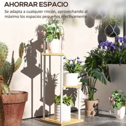 Växtställ - Blomhylla - 4 Nivåer - Trä - Fristående - 53 x 42 x 85 cm - Natur