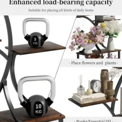 Växtställ & Blomhylla - Hörnmodell i trä - Trädform - 7 Hyllplan - 151 cm - Med LED-belysning - Inomhus - Grå