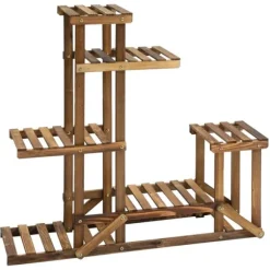 Växtställ - Blomhylla i trä - 6 hyllplan - 95 x 28 x 96,5 cm