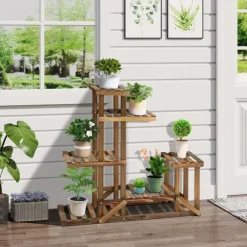 Växtställ - Blomhylla i trä - 6 hyllplan - 95 x 28 x 96,5 cm