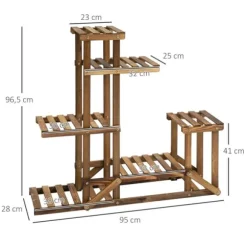 Växtställ - Blomhylla i trä - 6 hyllplan - 95 x 28 x 96,5 cm