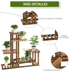 Växtställ - Blomhylla i trä - 6 hyllplan - 95 x 28 x 96,5 cm