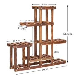 Växtställ - Blomsterhylla - 6 nivåer - Massiv furu - Inomhus/utomhus - För krukor & suckulenter - Montering krävs - Brun